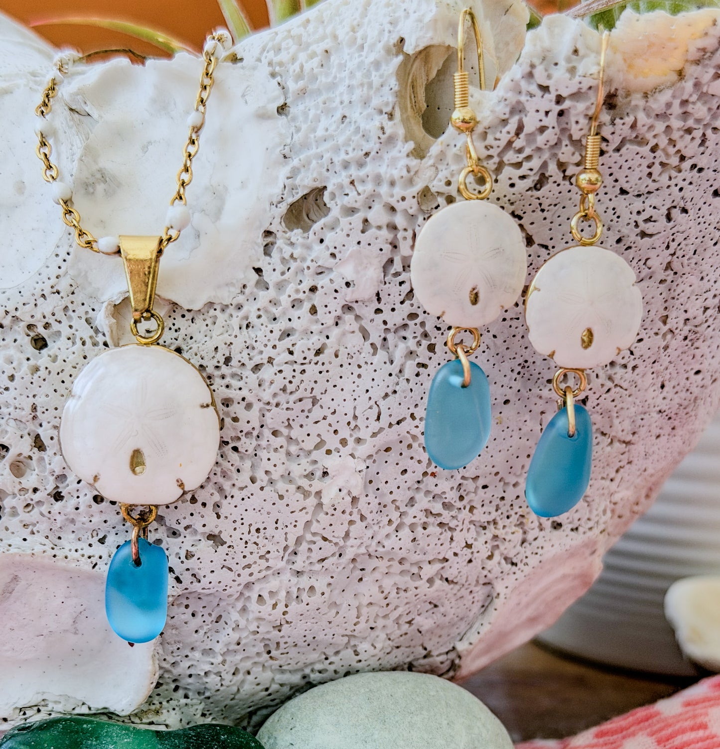 The Lindsey Set - Sand Dollar- Sea Glass Set
