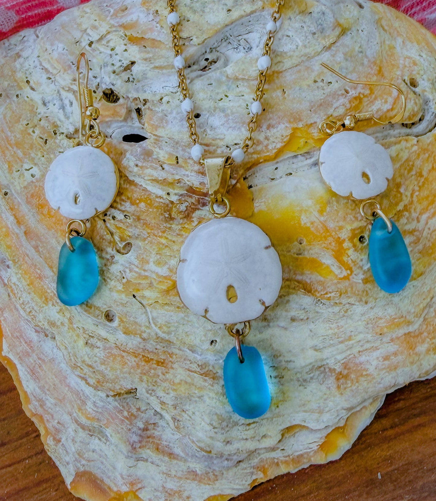The Lindsey Set - Sand Dollar- Sea Glass Set