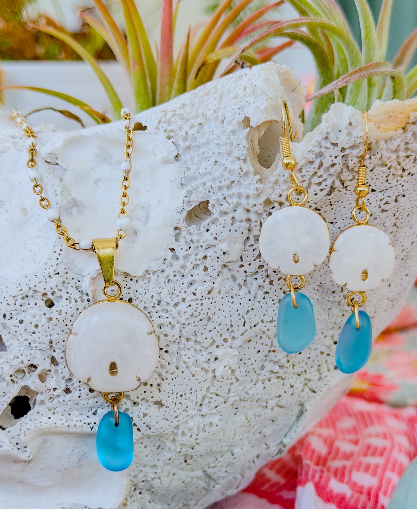 The Lindsey Set - Sand Dollar- Sea Glass Set