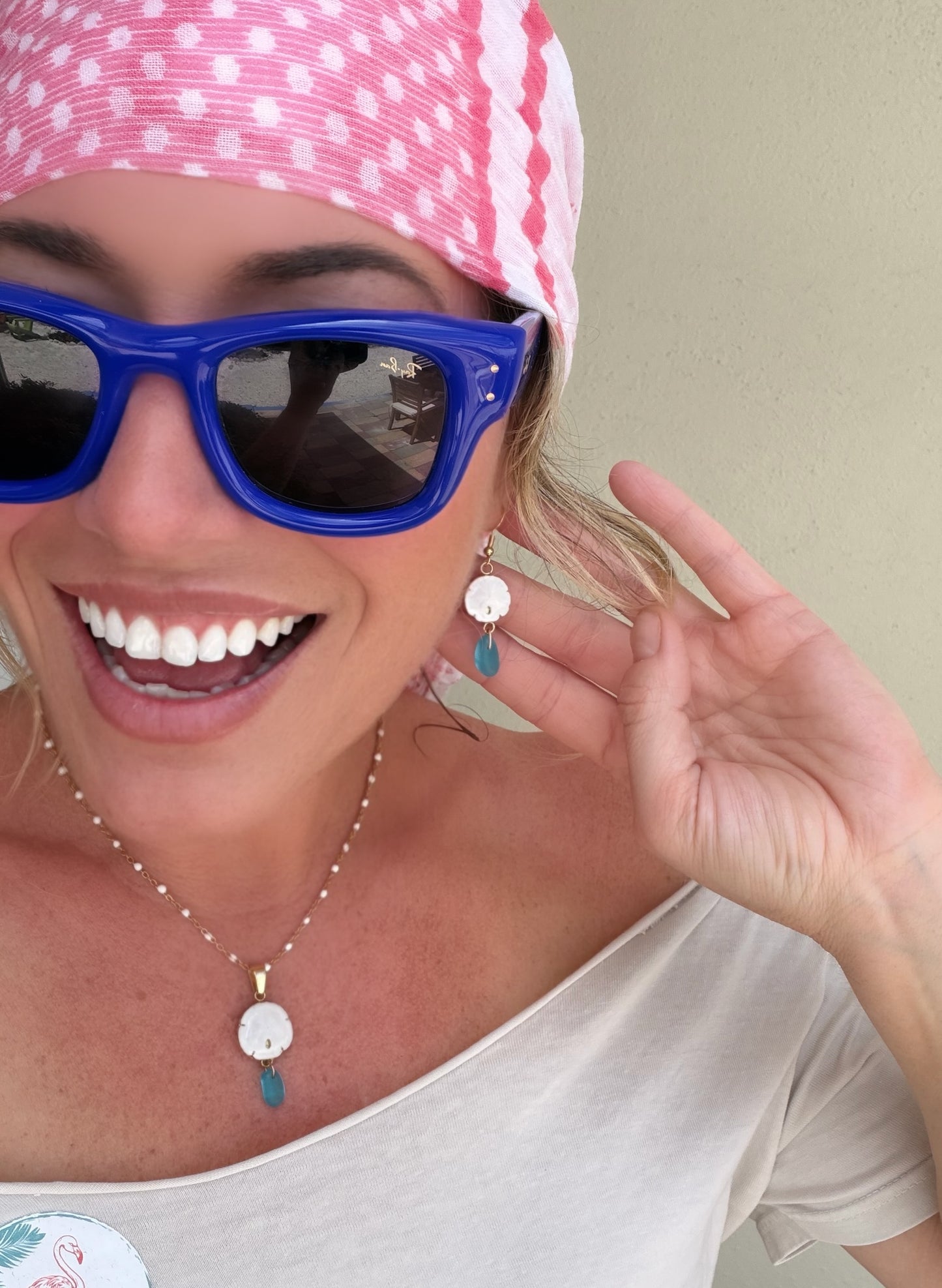The Lindsey Earrings- Sand Dollar + Sea Glass