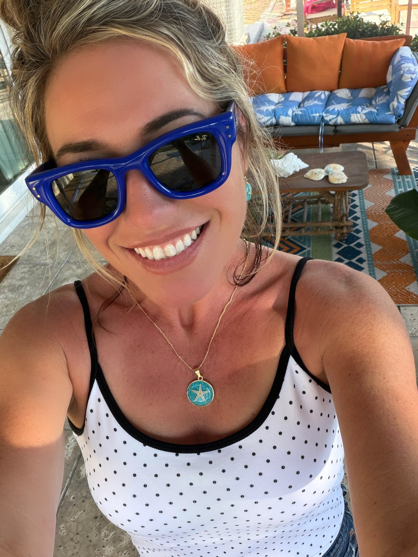 The Laurie Necklace - Turquoise Starfish Coin Necklace (25 mm)