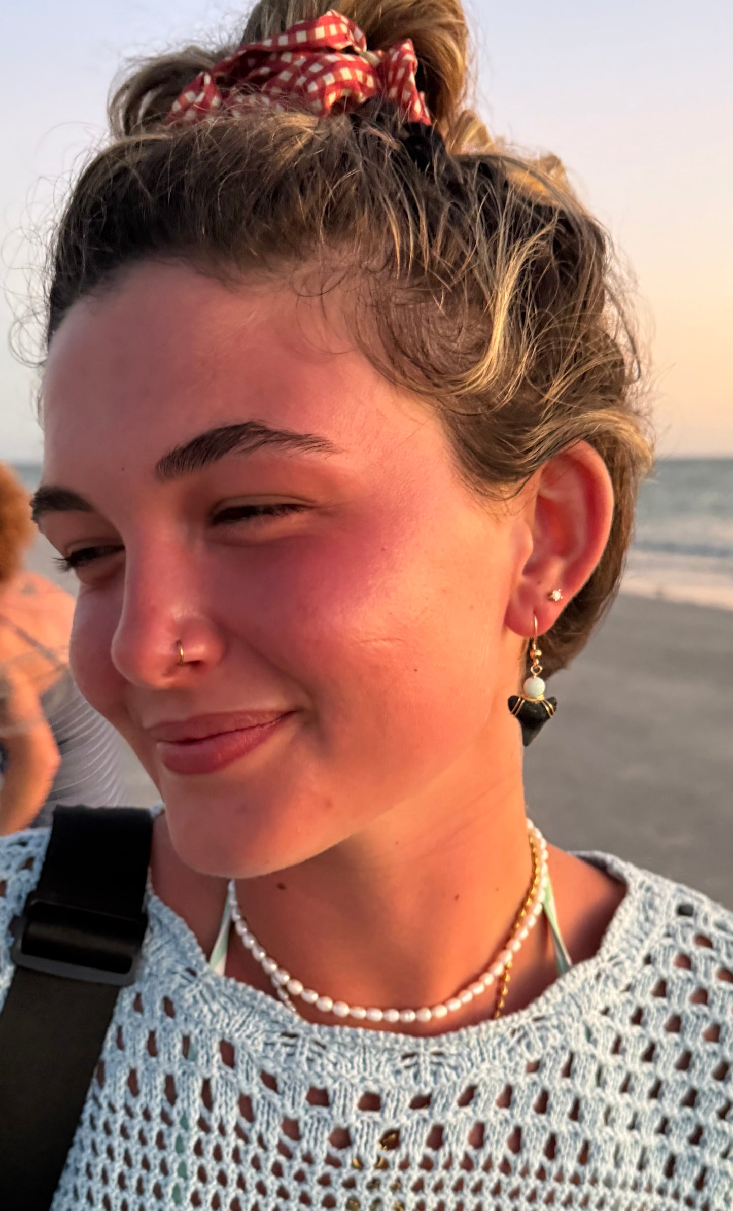 The Kelley Earrings - Shark Tooth + Amazonite