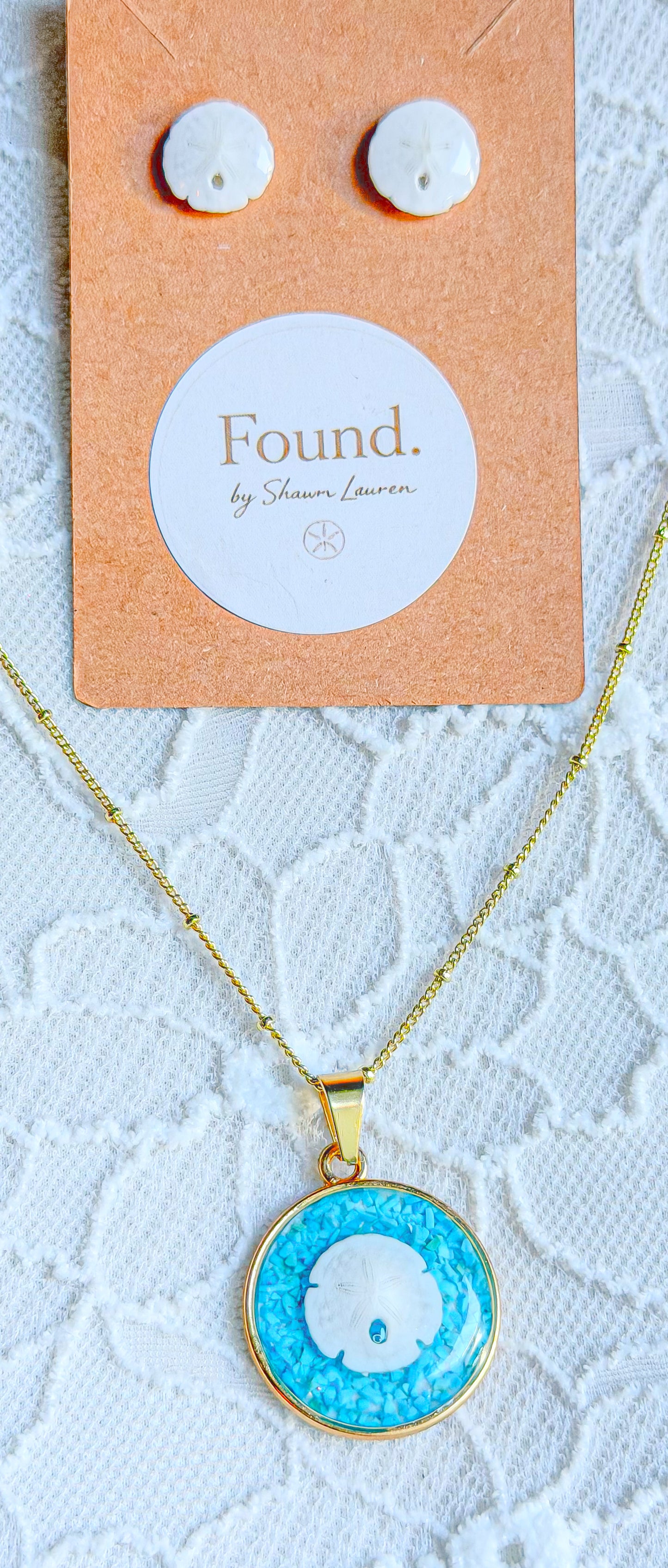 The Kaia Necklace- Turquoise Sand Dollar Edition