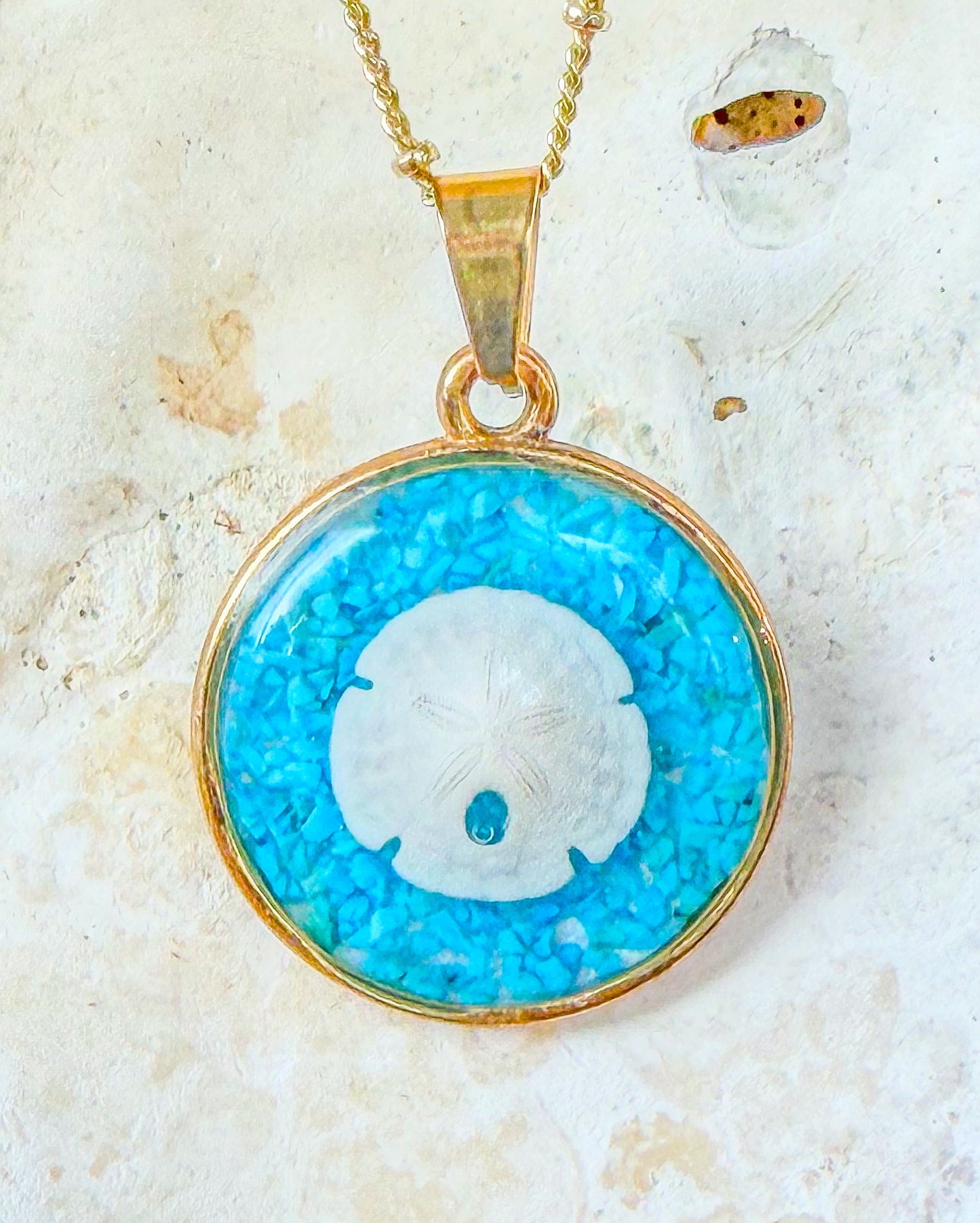 The Kaia Necklace- Turquoise Sand Dollar Edition