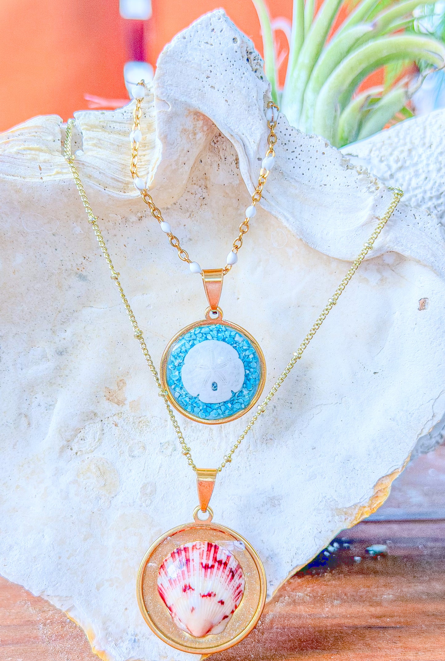 The Kaia Necklace- Turquoise Sand Dollar Edition