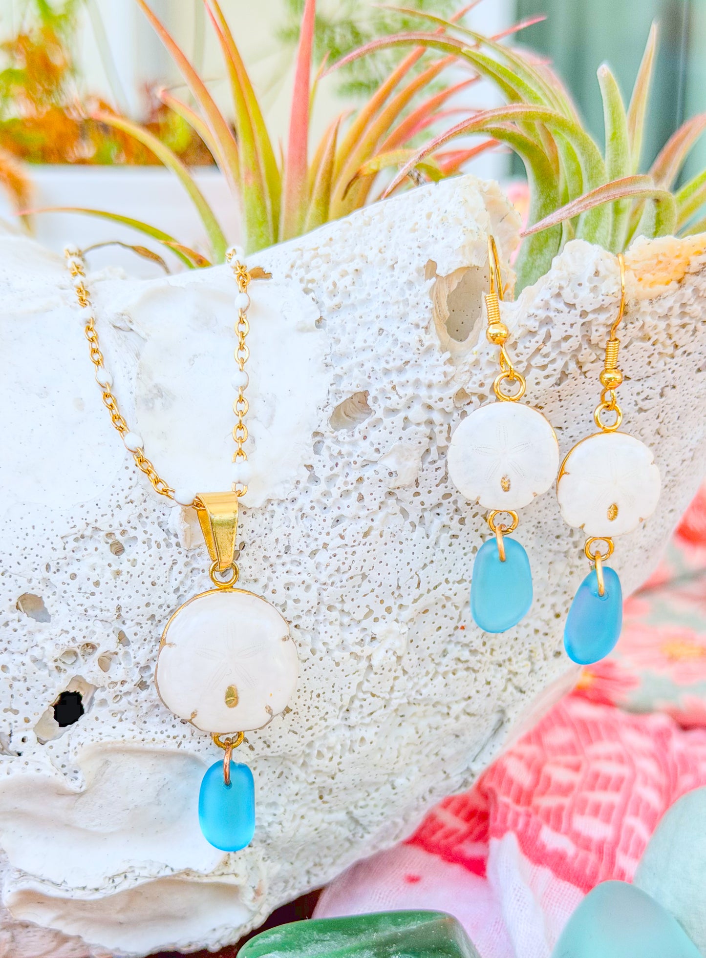 The Lindsey Set - Sand Dollar- Sea Glass Set