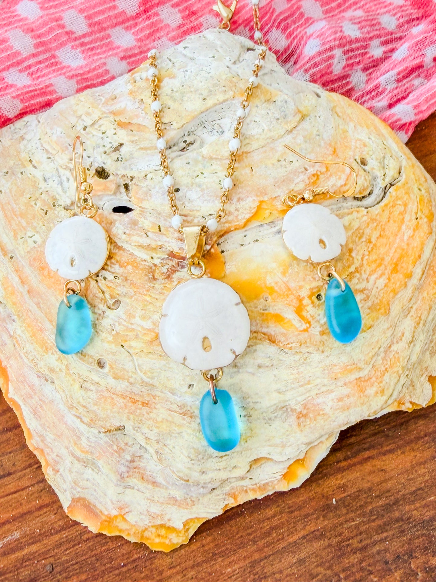 The Lindsey Set - Sand Dollar- Sea Glass Set